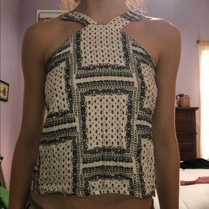 B&W pattern blouse! High neck